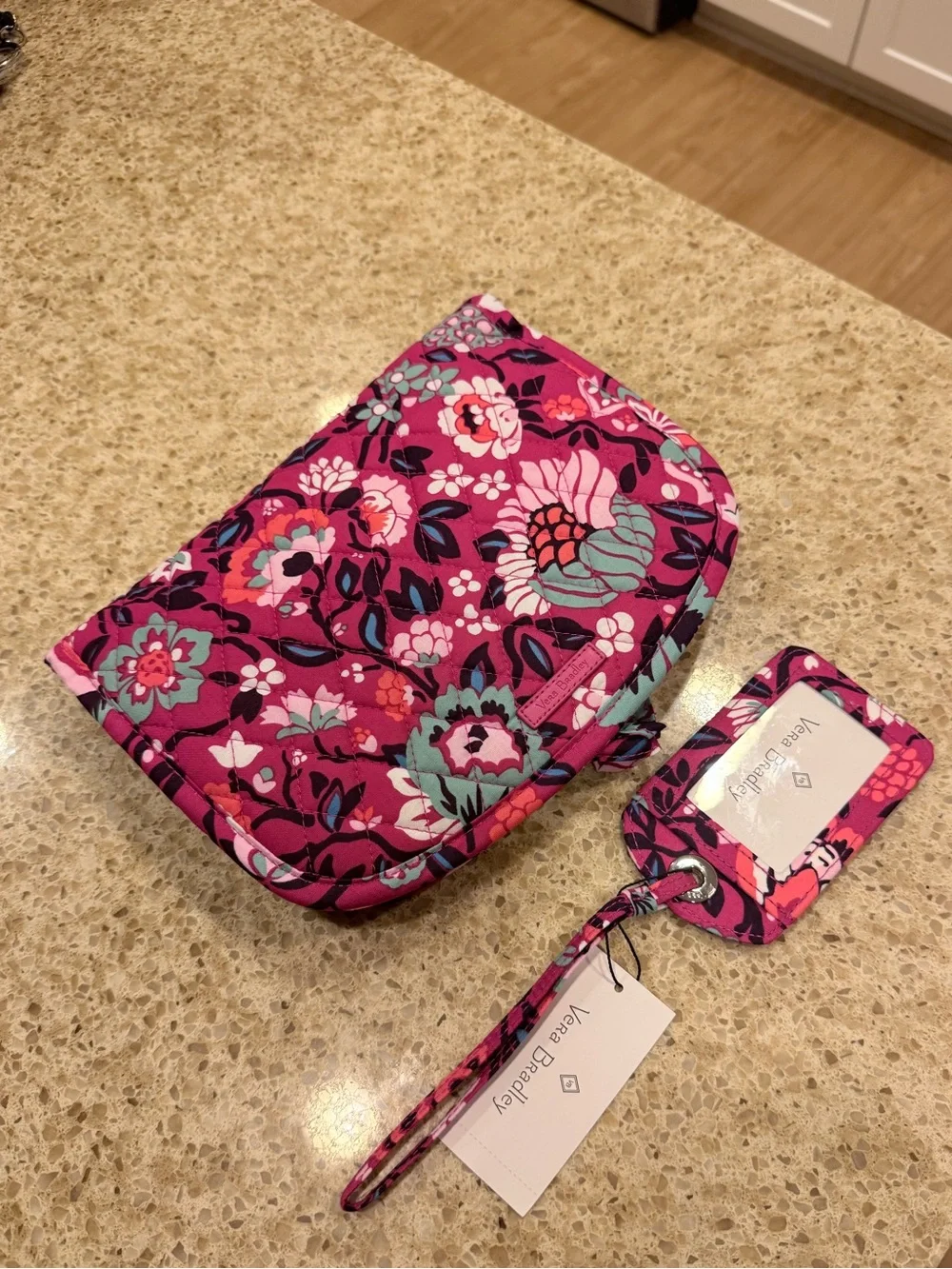 Vera Bradley Pink Floral Luggage ID Tag - Set of 2